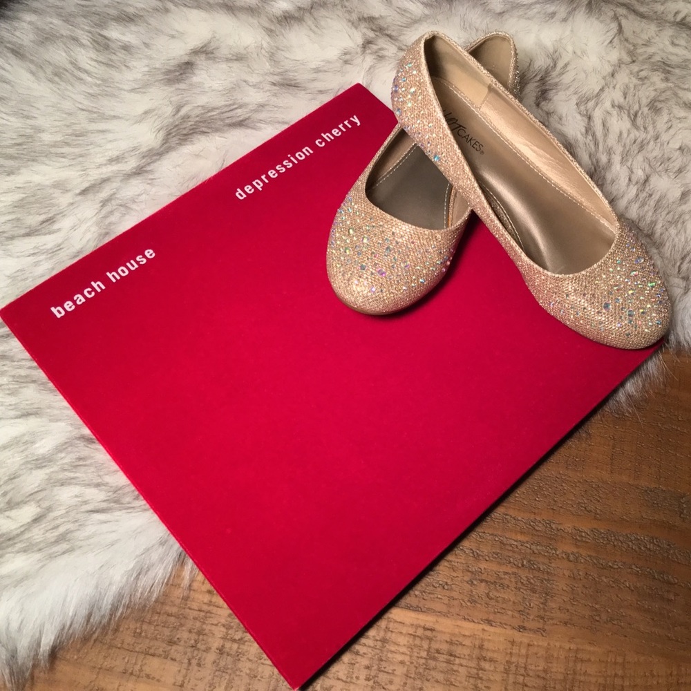 Champagne rose gold rhinestoned flats